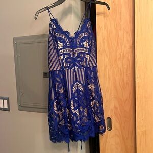 Blue lace romper